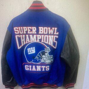New York Giants Varsity Jacket Men Large Super Bowl Autograph Carl Banks